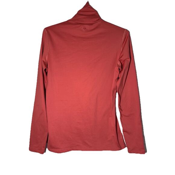 Under Armour Compression Women's L Fitted Shirt Long Sleeve Coldgear Mock Pink - Picture 2 of 4